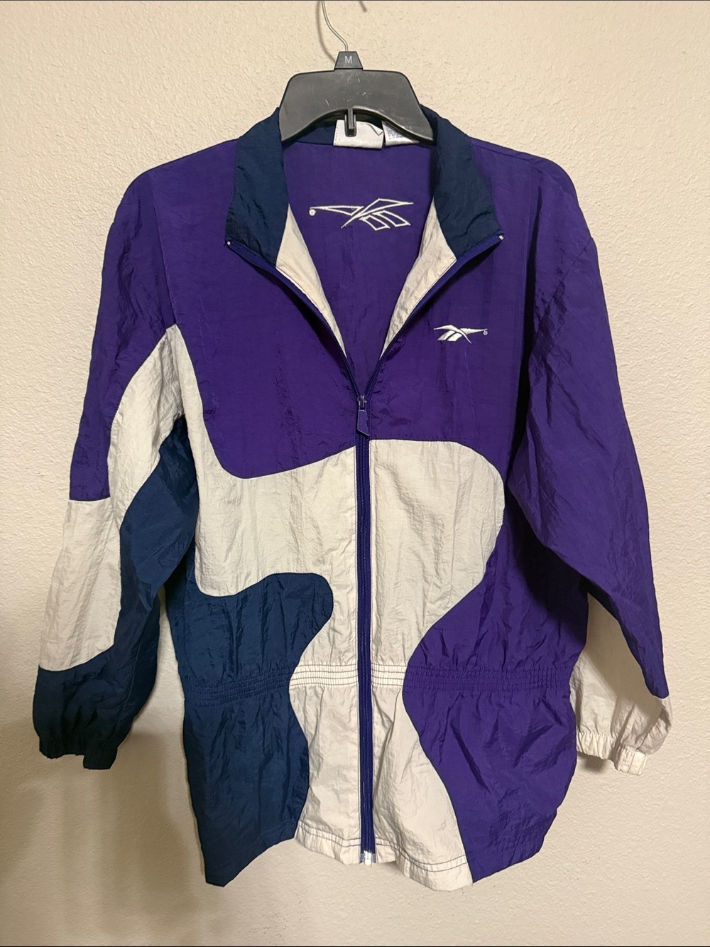 Reebok Purple, Navy & White Colorblock Windbreaker Jacket